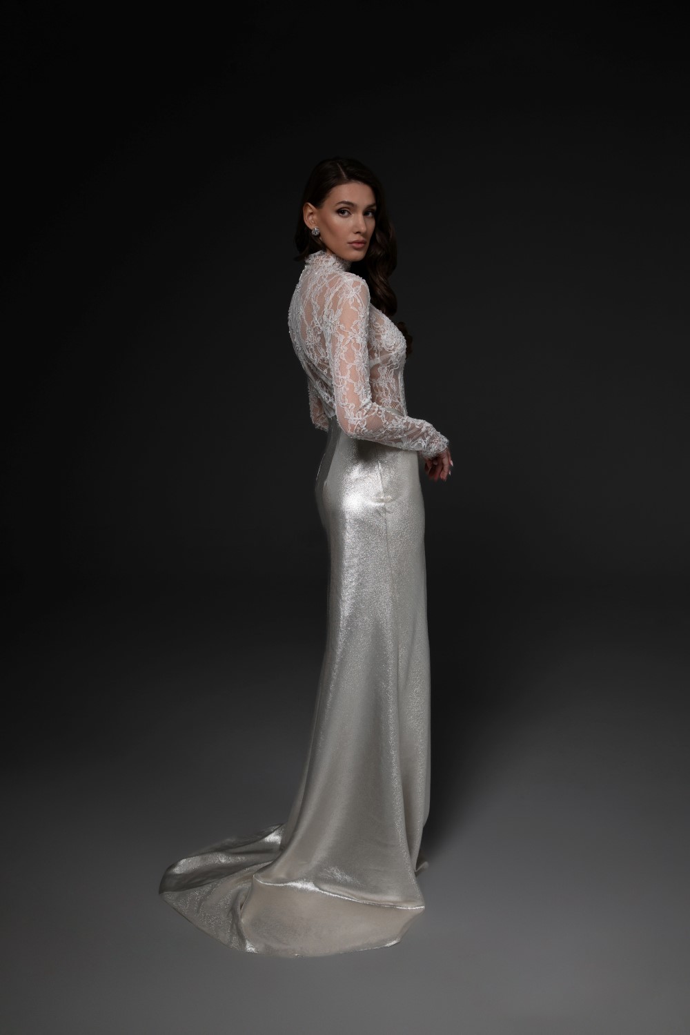 Unique Wedding Dress with Long Lace Sleeves