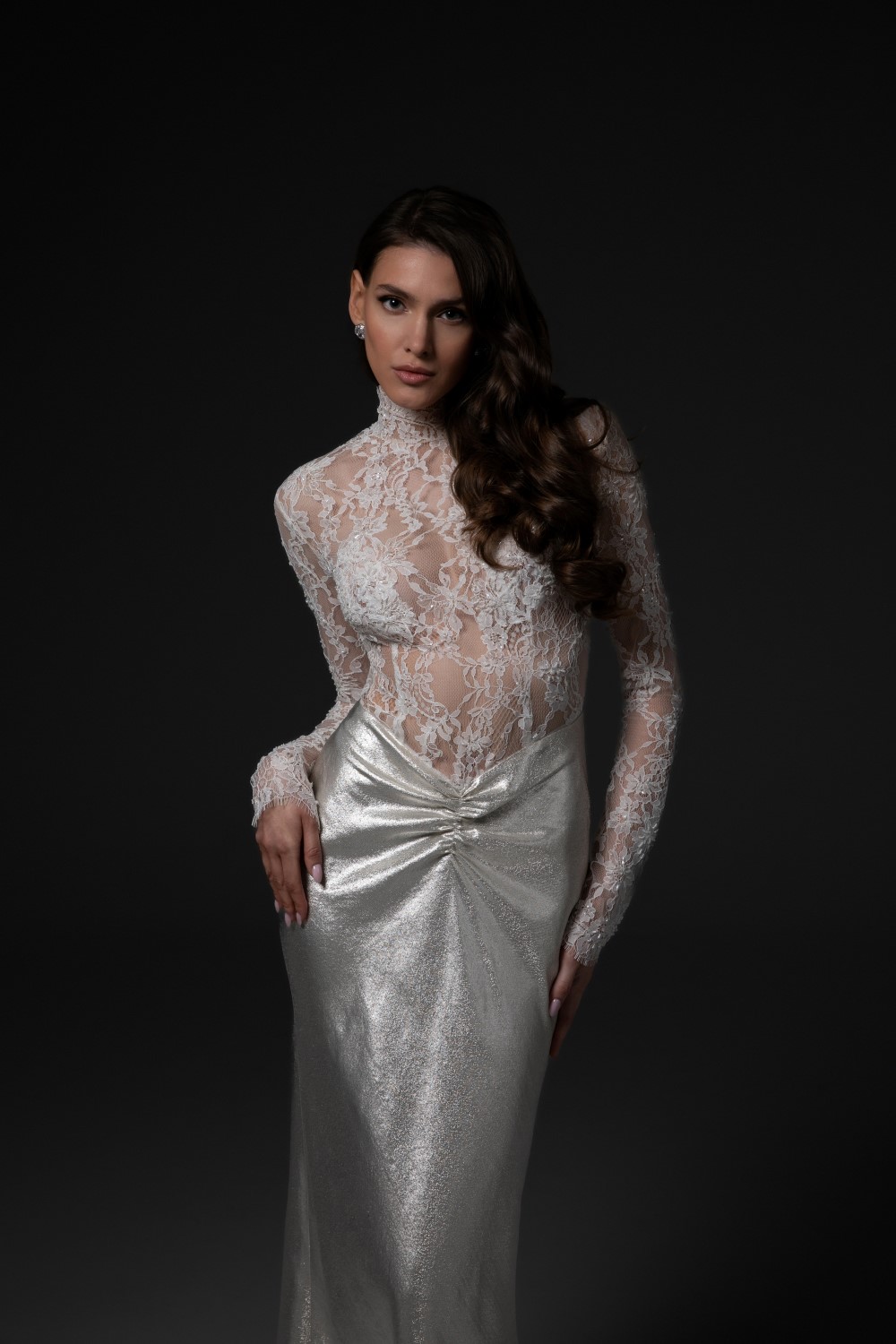 Unique Wedding Dress with Long Lace Sleeves