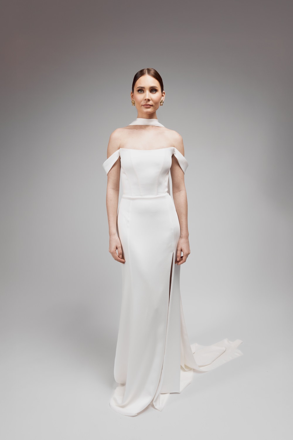 Minimalist Corset Wedding Dress with a Slit 2025