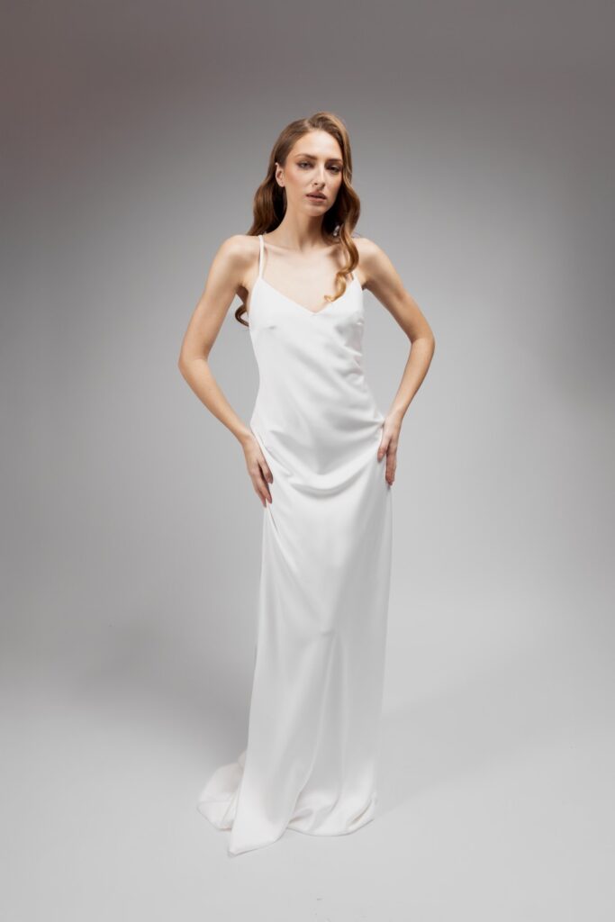 Minimalist Wedding Dress with Spaghetti Straps 2025