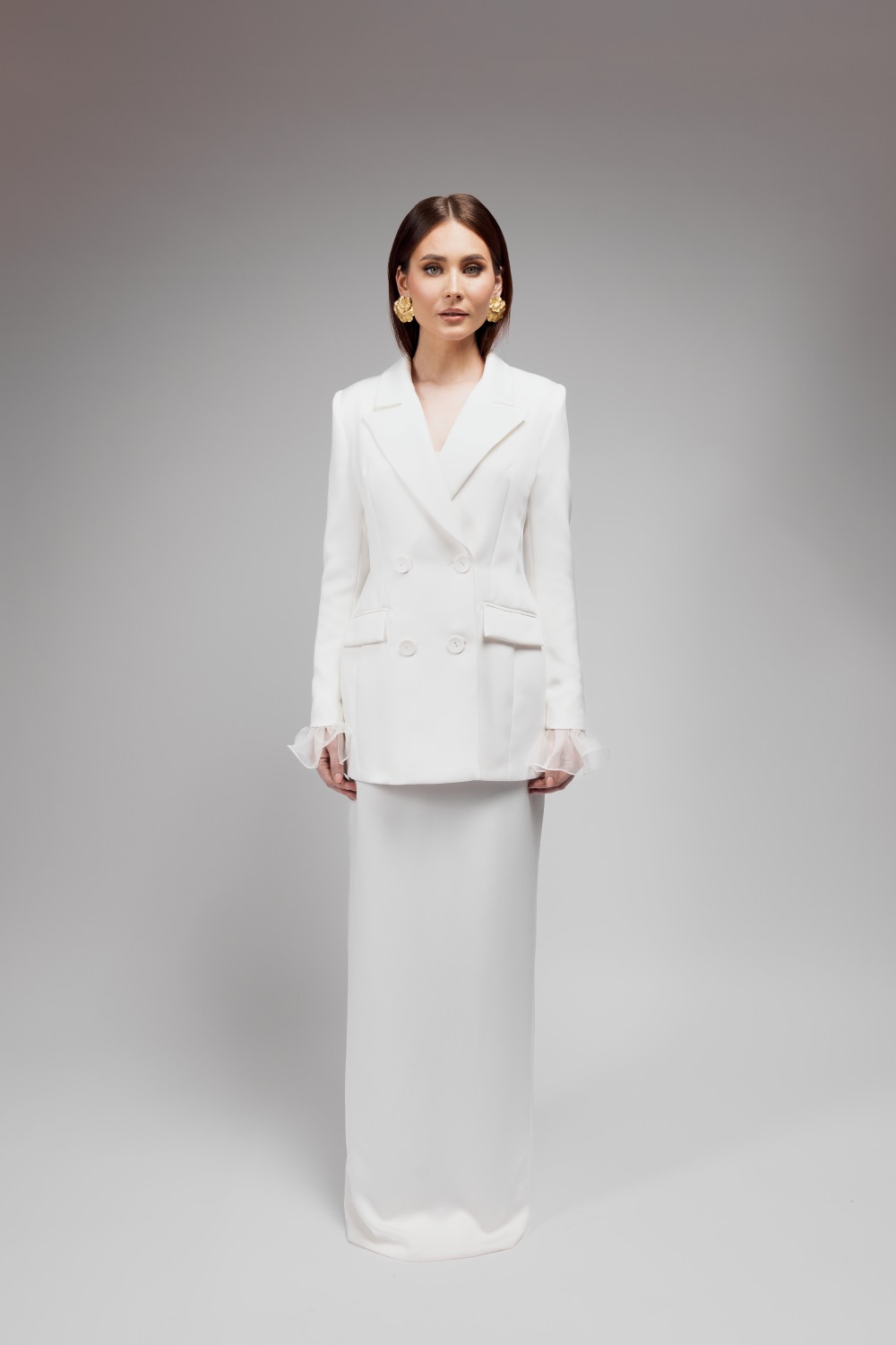 White Double-Breasted Bridal Blazer 2025